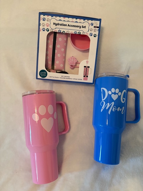 Other - DOG MOM, HYDRATION BUNDLE, PINK AND BLUE cups hold 46 ounces